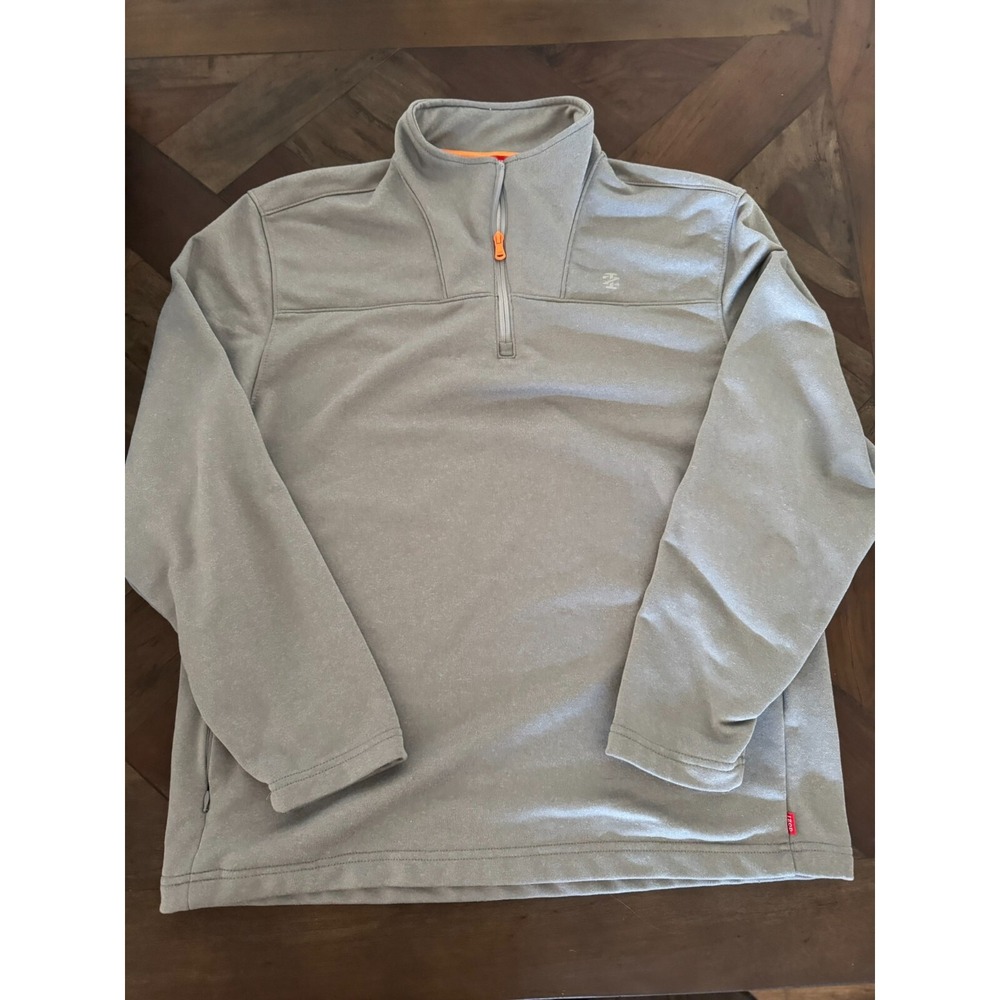 IZOD Gray Long Sleeve 1/4 Zip Pullover‎ Men Size L Orange Accents